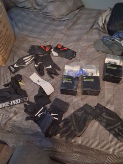 Nike mouth piece, head bands ,and gloves have different colors and sizes. All for football or baseball. Original