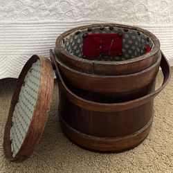 Antique Wooden Sewing Box
