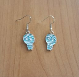 Gold Plated Enamel Halloween Charm Earrings 