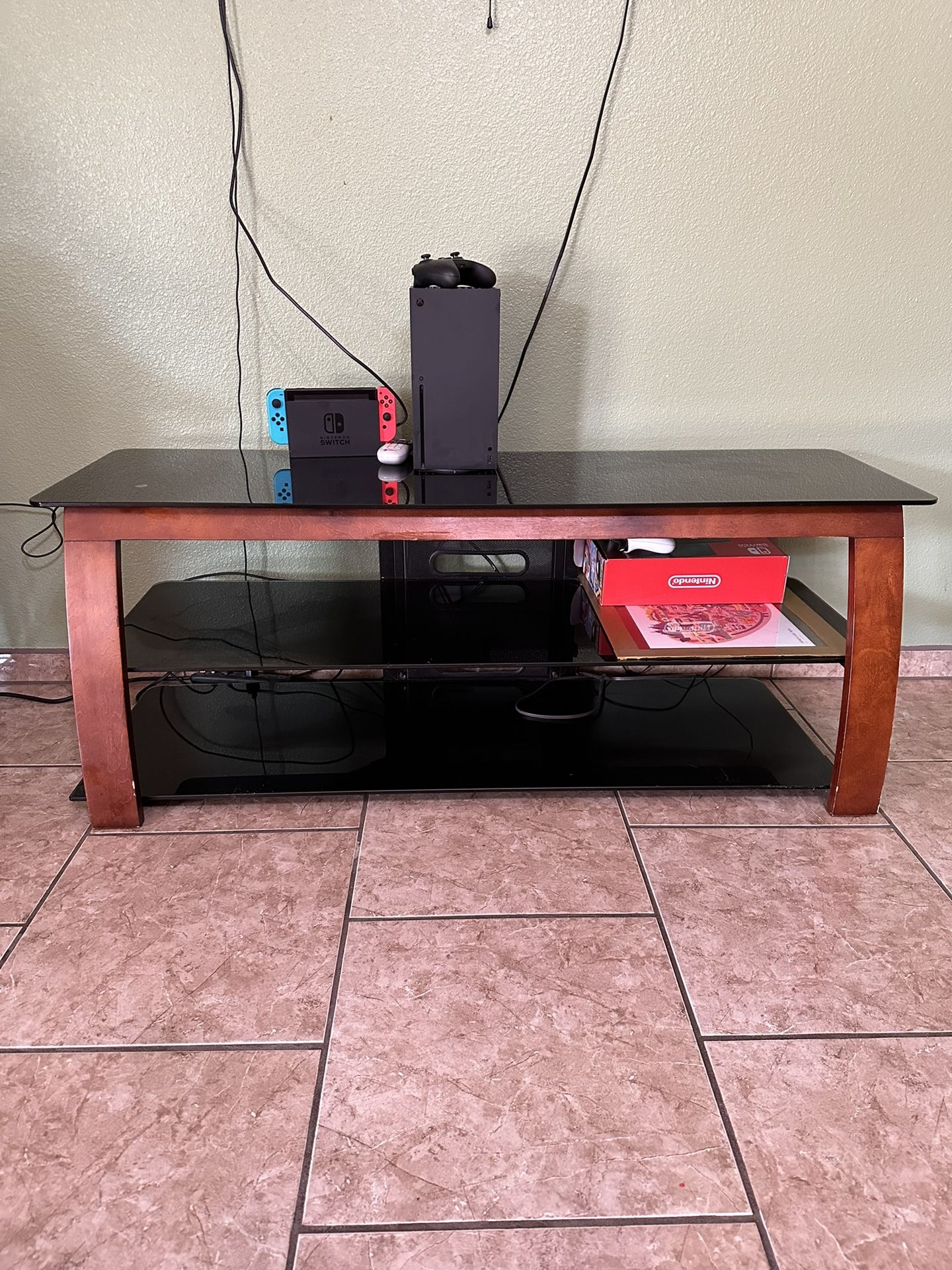 Glass Wooden Tv Stand