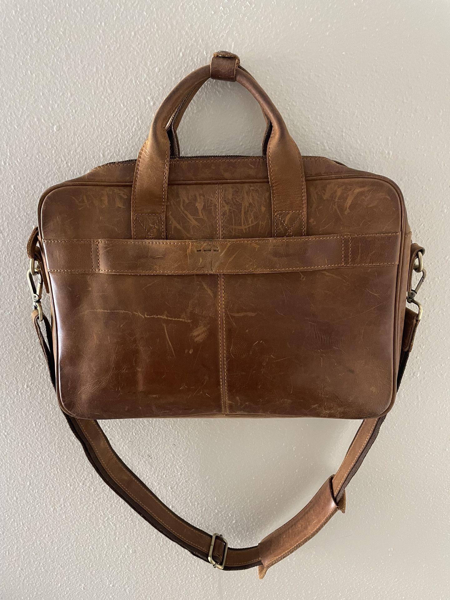 Jack & Chris Men’s Leather Laptop Messenger Bag Shoulder Crossbody Zipper Pouche Deviders