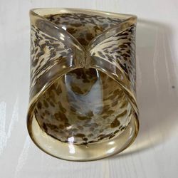 Murano Brown Crystal Hand Blown Glass Folded Bowl Centerpiece Made in Italy  