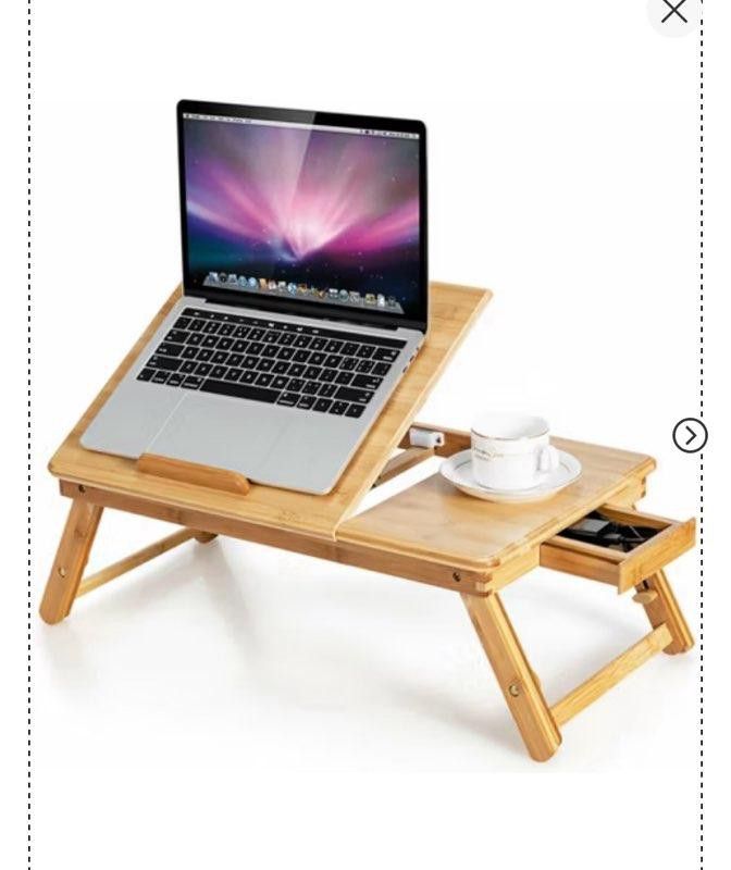 Bamboo Laptop Desk Adjustable Folding Bed Tray w/Drawer Heat Dissipation Black\Natural
$30