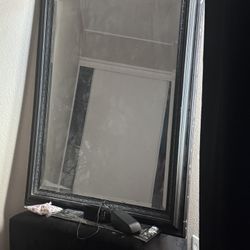 black mirror and ottoman