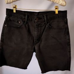 Levi's 511 Cutoff Denim Shorts Men's 32 Black Stretch Slim Fit Jeans Style

