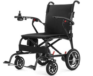 25.5lbs Carbon Fiber Electric Wheelchair for Adults, Foldable Travel Power Wheelchair, Portable & Airline Approved, Black