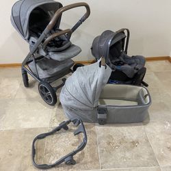 Nuna Mixx Stroller With Car Seat And Bassinet grey