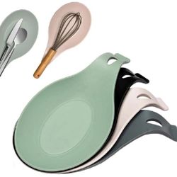 4 Pcs BPA-Free Silicone Spoon Rests-Kitchen Utensil Holder-Stylish & Food-Grade