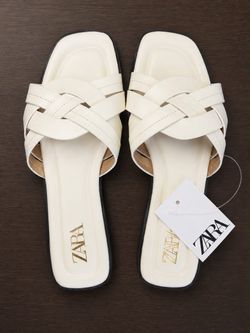 Ivory Braided Slide Sandals – Size
