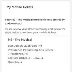 4 Tickets To MJ Broadway Show! 