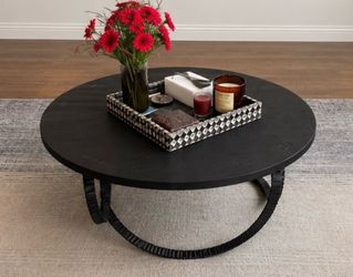 Round Black Wood Coffee Table