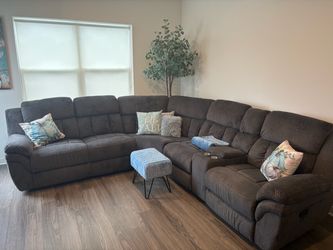 Dark Gray Fabric Reclining Sectional Sofa