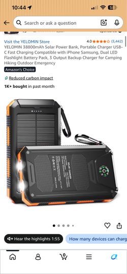 Solar Charger Power Bank – Orange 368mAh