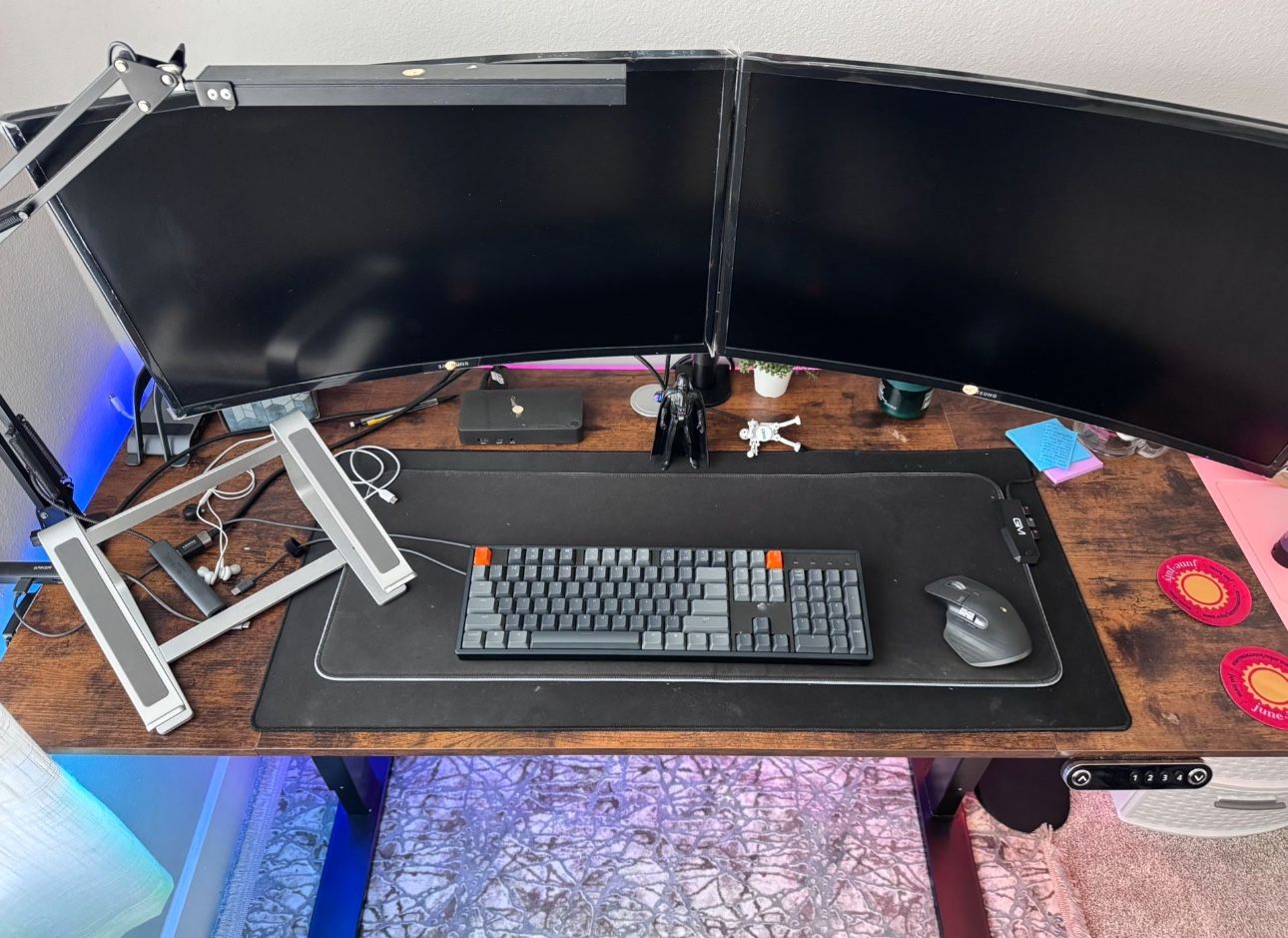 Standing desk And monitors setup For Home Office Setup