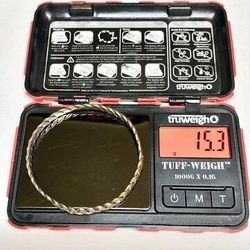 Vintage Stamped Sterling Silver 925 Bangle Bracelet Braided / Rope 2.5 Inch Diam