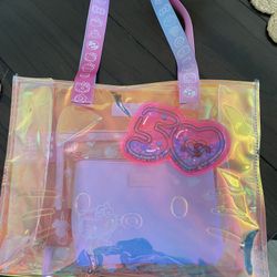 New Hello Kitty Cafe 50th Anniversary Iridescent Tote Bag Sanrio Limited Edition