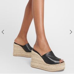 CHRISTIAN LOUBOUTIN ARIELLA ZEPPA 130 WEDGE HEEL SANDAL BLACK LEATHER SZ 40