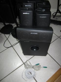 Monoprice 5.1 Home Theater Satellite Speakers/Subwoofer & Cable/Wires