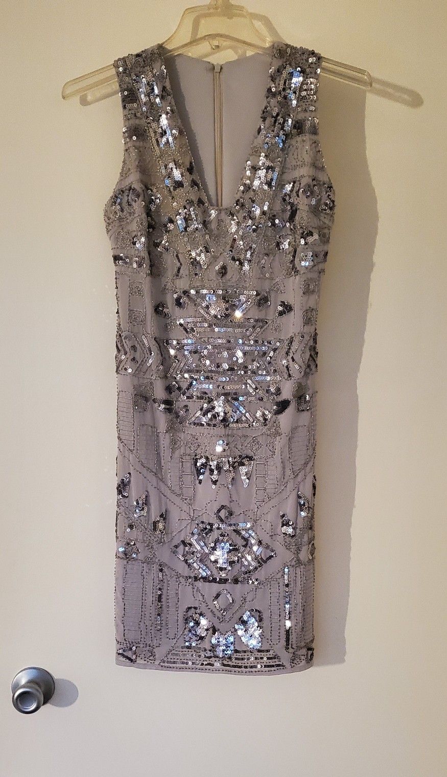 Prom and Party Sleeveless Silver Dress