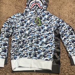 NEW Blue Bape hoodie SIZE M