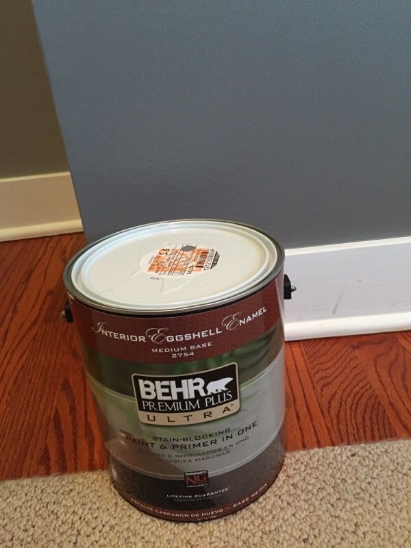 Behr paint. Color is Seal Grey (from glidden)