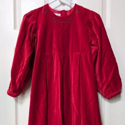 Strasburg Girls Red Velvet Holiday Dress Modest Feminine Long Winter Fall EUC 12