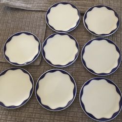 Pottery Barn Hanukkah Cobalt Blue Scalloped Band 4" Ceramic Coasters, set of 8