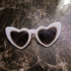 Brand New White Heart Sunglasses New