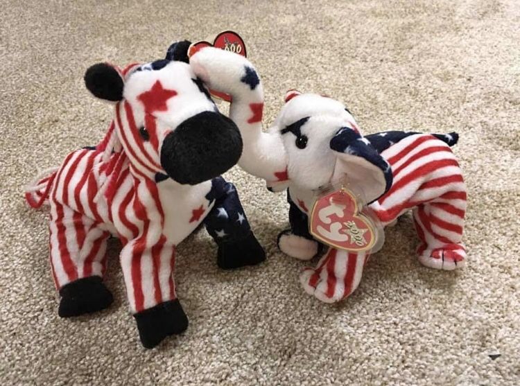 Lefty and Righty Patriotic Beanie Babies 2000