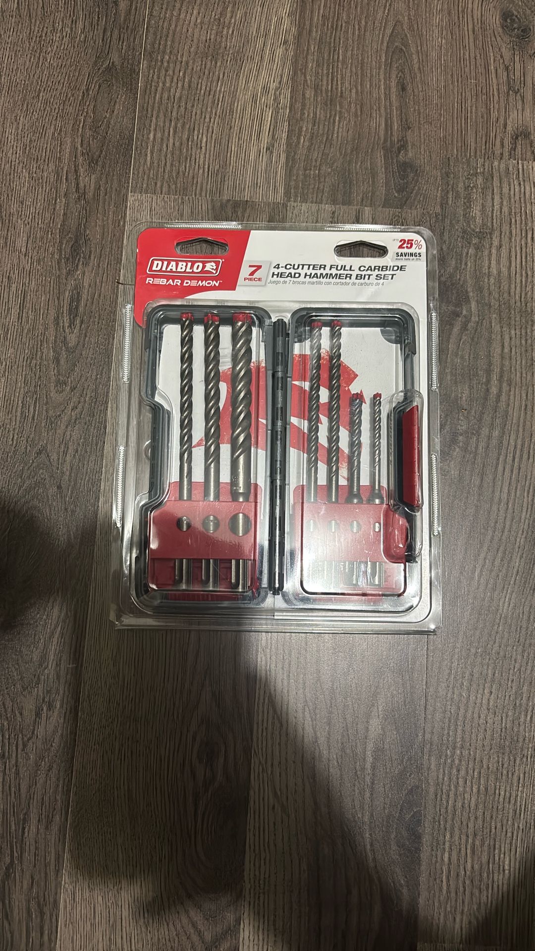 Brand New 7pc 4-cutter Full Carbide Head Hammer Bit Set