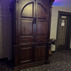 Solid wood entertainment center