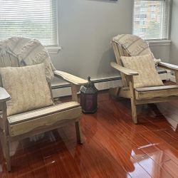 Folding Adirondack Chair Set of 2, Outdoor/ indoor Wood