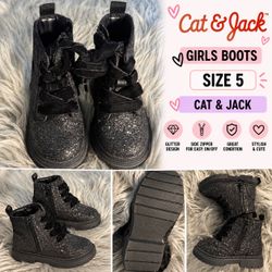 Cat & Jack Girls Glitter Boots Size 5
