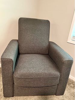 Modern Dark Gray Upholstered Swivel Glider Recliner
