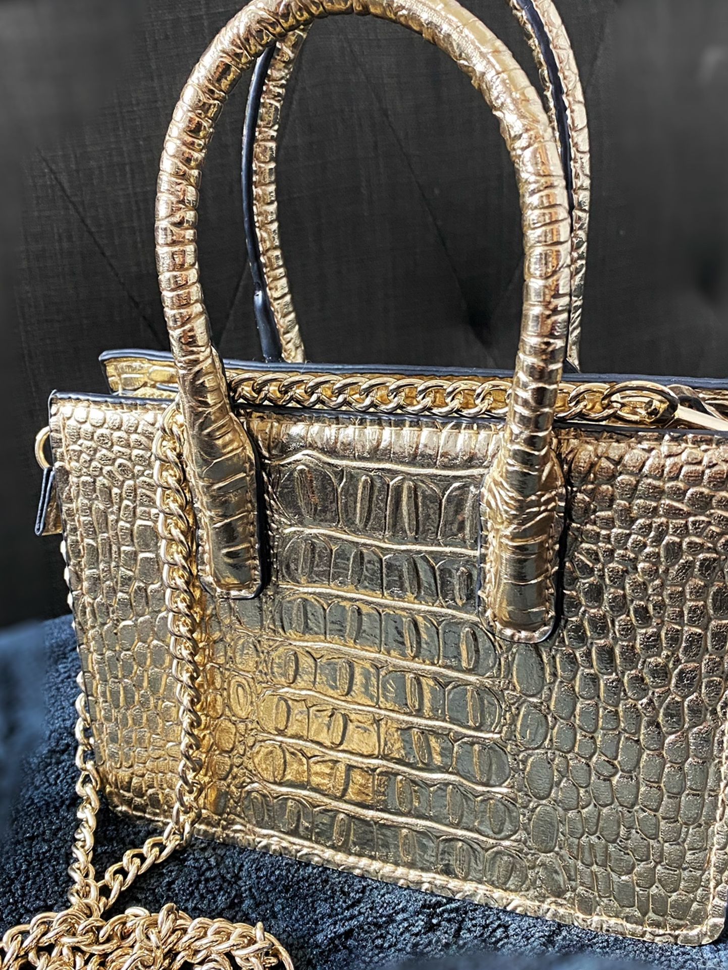 H&M Gold Alligator Print