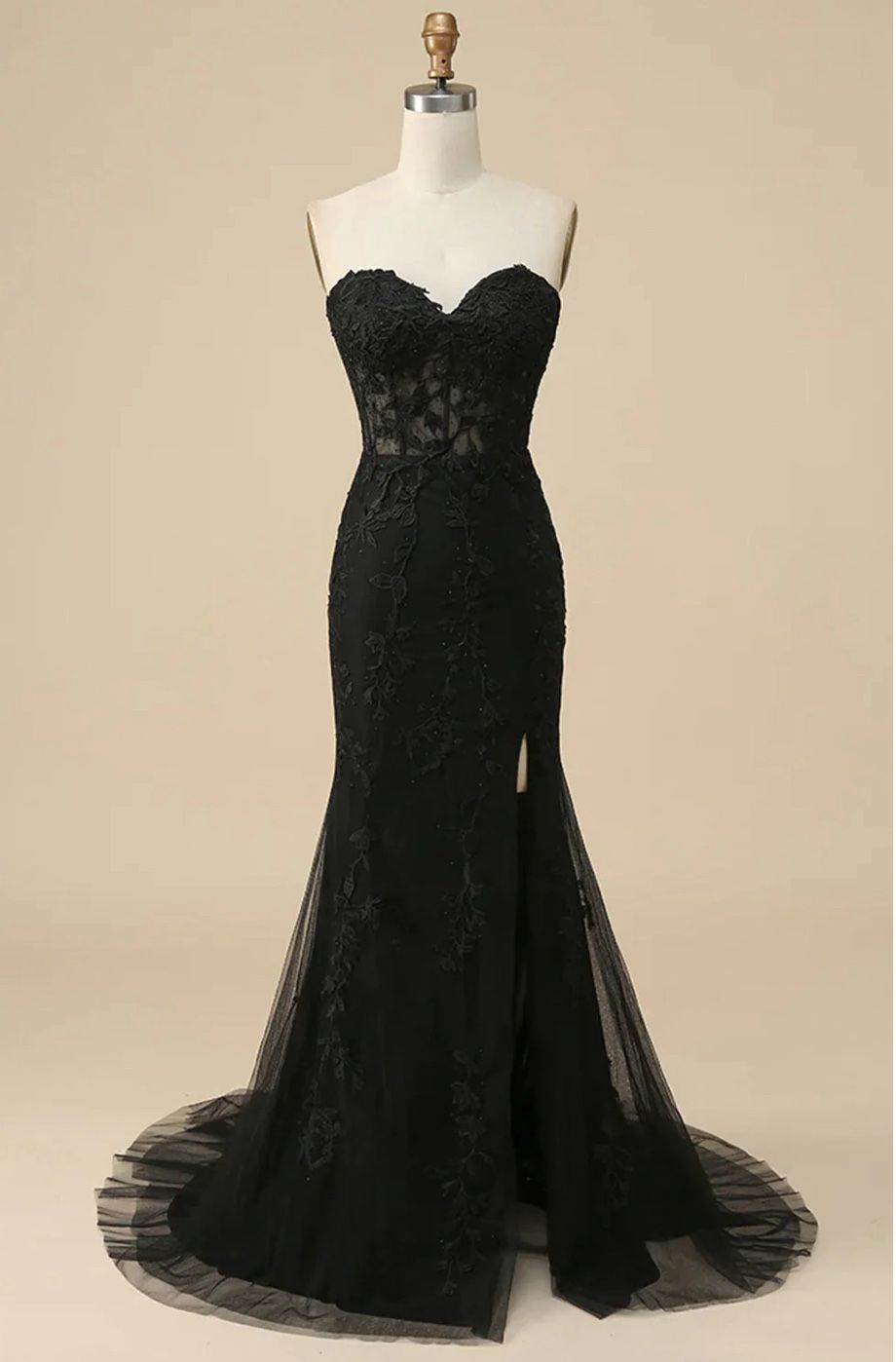 Black Lace Sweetheart Prom dress