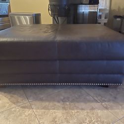 Leather Nailhead Ottoman 