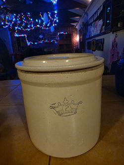 Blue Crown Ceramic Large Jar along with smaller Ceramic Jar