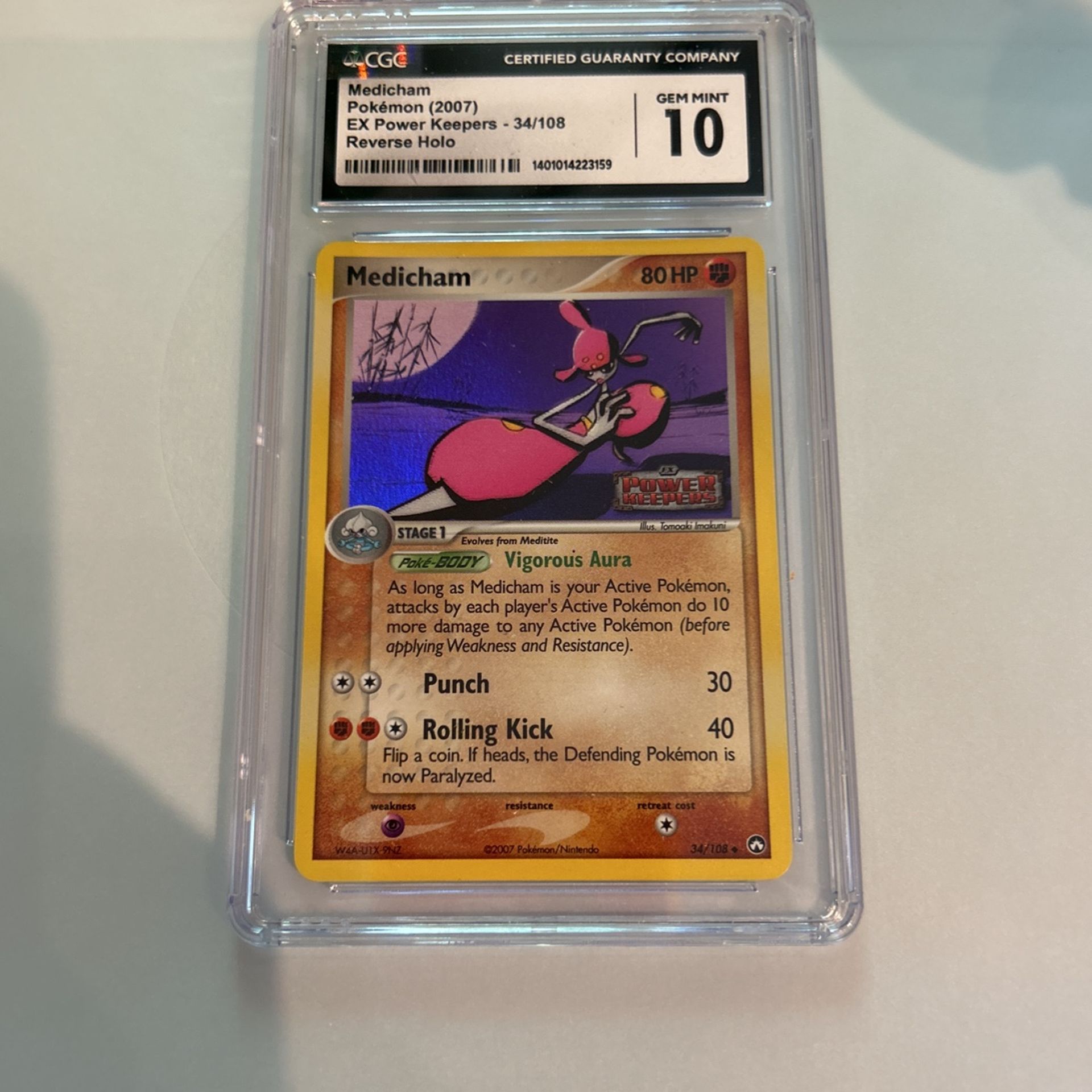 Pokemon Medicham (2007) EX Power Keepers 34/108 Reverse Holo CGC 10 GEM MINT