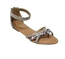 Black/White Floral + Rhinestones Ankle Strap Womens Sandals, SZ 5.5 ~ New