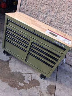 Husky Rolling Tool Cabinet with Wood Top