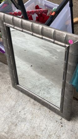 Silver Bamboo-Style Framed Wall Mirror