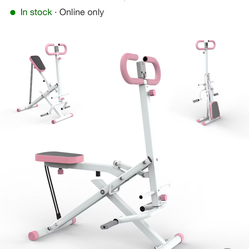 Pink Squat Machine for Home- Assist Trainer for Glutes Workout Foldable with Resistance Bands