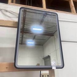 New 20 x 28 LED Black Metal  Frame Medicine Cabinet