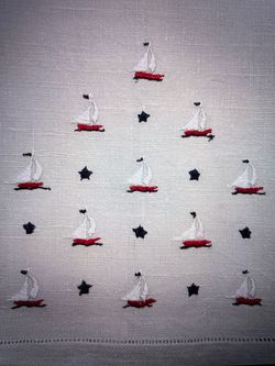 Linen Tea Towels With Sailboats