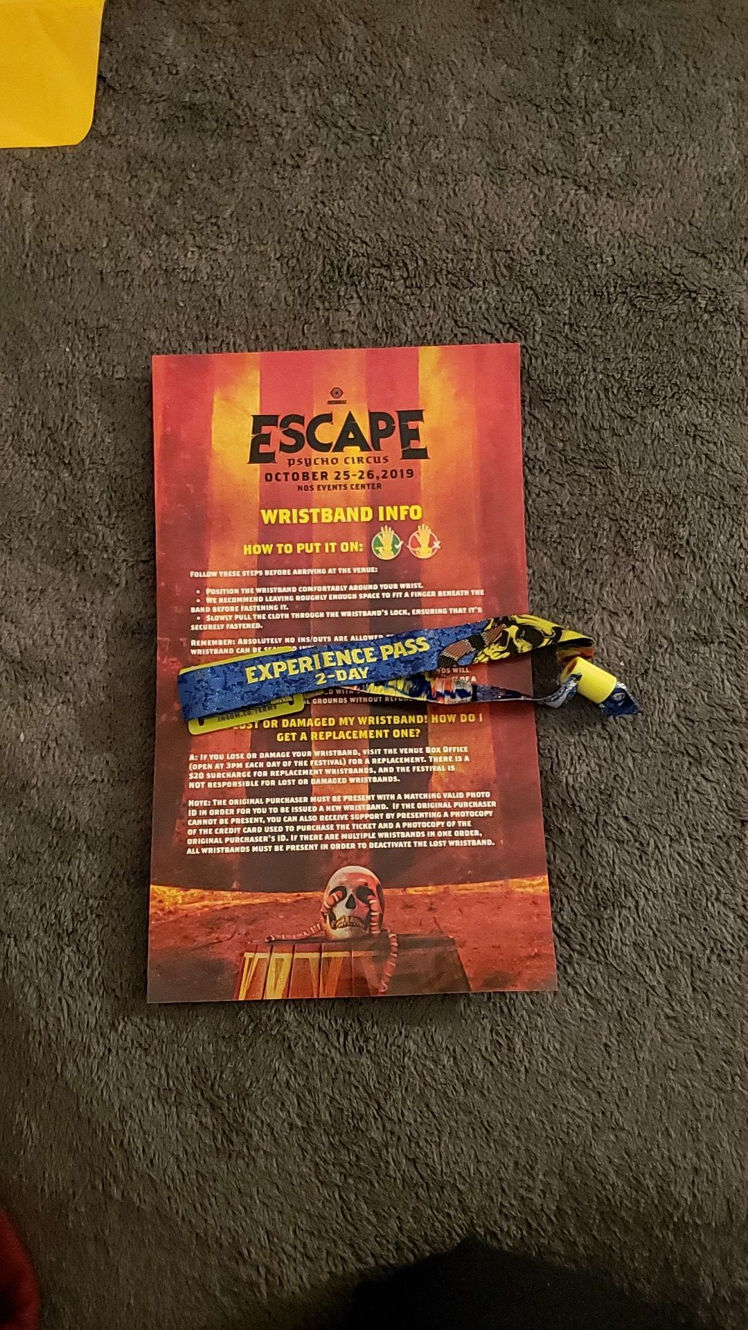 Escape Psycho Circus 2-Day GA Wristband