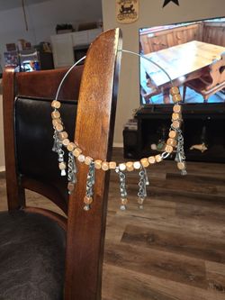 Handmade Wooden Bead and Metal Charm Garland