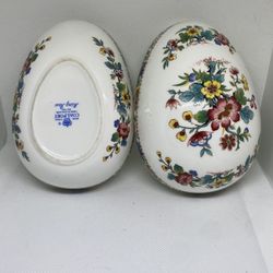 Vintage Bone China Coalport Ming Rose Made England Flower Easter EGG Trinket Box