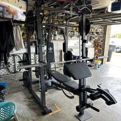 Vesta Fitness Smith Machine 2001 w/Bench Attachment | 230lb Bumpers Weights | 7ft Olympic Bar | Fitness | Gym Equipment | FREE DELIVERY 🚚 
