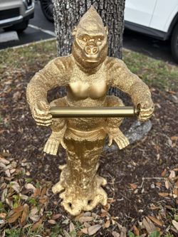 Gold King Kong KK Toilet Paper Holder. Gorilla Ape Chimp Monkey On Tree Trunk. Holds 1 Roll. Also Have Server Waiter Butler TP Dispenser.    $65 Each.